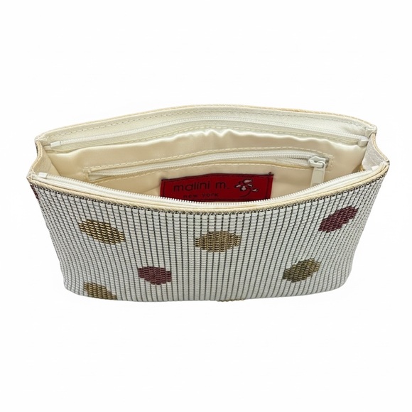 Malini M. Vintage White Metal Mesh Polka Dot Shoulder Bag w Matching glass case - Picture 6 of 16